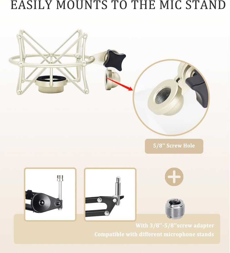FUNTOK TLM 103 Shock Mount - Microphone Mount Compatible for Neumann TLM 103 M147 Condenser Mic by ,Silver - Image 4